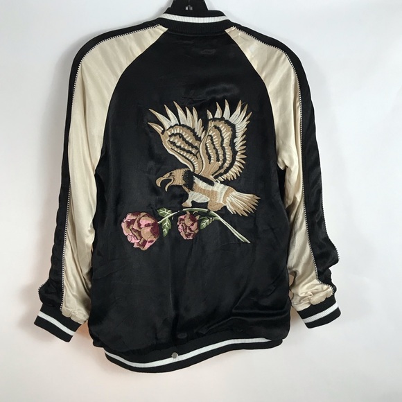 Kendall & Kylie Jackets & Blazers - Kendall & Kylie Satin Bomber Eagles & Roses